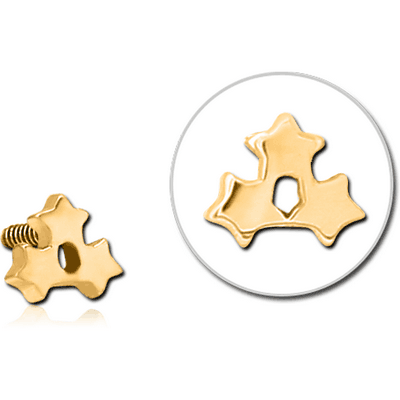 GOLD PVD COATED SURGICAL STEEL MICRO ATTACHMENT FOR 1.2MM INTERNALLY THREADED PINS -TRIPLE STAR