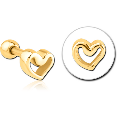 GOLD PVD COATED SURGICAL STEEL TRAGUS MICRO BARBELL - HEART