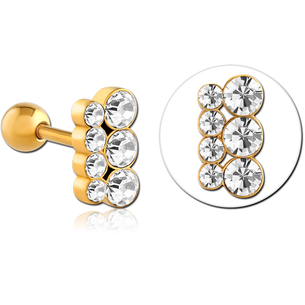 GOLD PVD COATED SURGICAL STEEL JEWELLED TRAGUS MICRO BARBELL