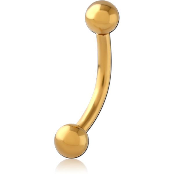 GOLD PVD COATED SURGICAL STEEL THREADLESS CURVED BARBELL