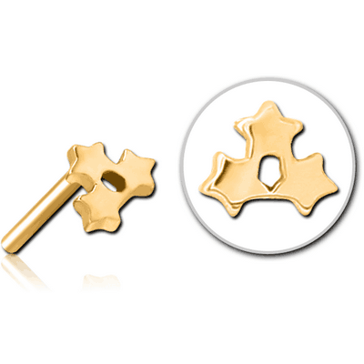 GOLD PVD COATED SURGICAL STEEL THREADLESS ATTACHMENT - TRIPLE STAR