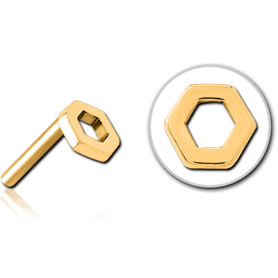 GOLD PVD COATED SURGICAL STEEL THREADLESS ATTACHMENT - HEXAGON