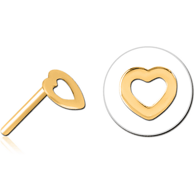 GOLD PVD COATED SURGICAL STEEL THREADLESS ATTACHMENT - HEART