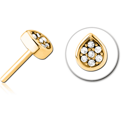 GOLD PVD COATED SURGICAL STEEL JEWELLED THREADLESS ATTACHMENT - DROP