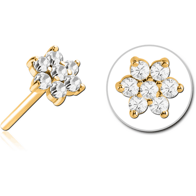 GOLD PVD COATED SURGICAL STEEL JEWELLED THREADLESS ATTACHMENT - FLOWER