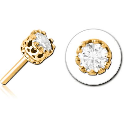 GOLD PVD COATED SURGICAL STEEL JEWELLED THREADLESS ATTACHMENT - CROWN