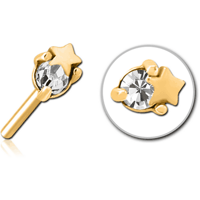 GOLD PVD COATED SURGICAL STEEL JEWELLED THREADLESS ATTACHMENT - STAR AND GEM