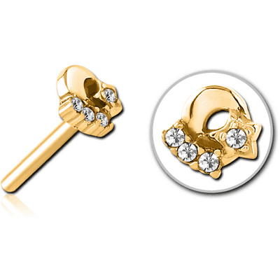 GOLD PVD COATED SURGICAL STEEL JEWELLED THREADLESS ATTACHMENT - PLAIN MOON AND STARS