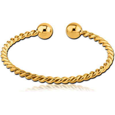 GOLD PVD COATED SURGICAL STEEL TWISTED WIRE BANGLE