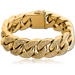 GOLD PVD COATED SURGICAL STEEL JEWELLED BRACELET