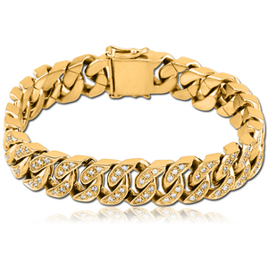 GOLD PVD COATED SURGICAL STEEL JEWELLED BRACELET