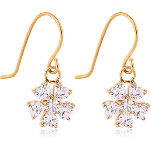 GOLD PVD COATED SURGICAL STEEL JEWELLED EARRINGS - FLOWER