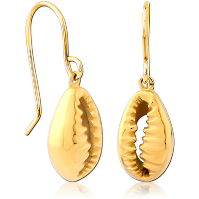 GOLD PVD COATED SURGICAL STEEL EARRINGS - SHELL