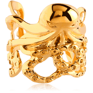 GOLD PVD COATED SURGICAL STEEL EAR CUFF - SQUID