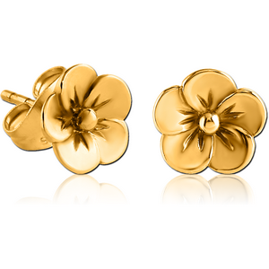 GOLD PVD COATED SURGICAL STEEL EAR STUDS PAIR