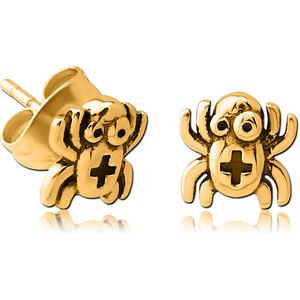 GOLD PVD COATED SURGICAL STEEL EAR STUDS PAIR