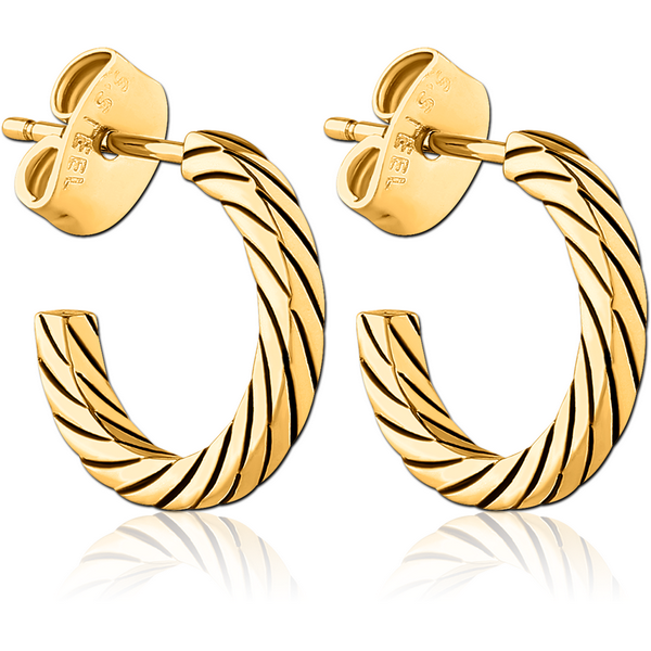 GOLD PVD COATED SURGICAL STEEL EAR STUDS PAIR