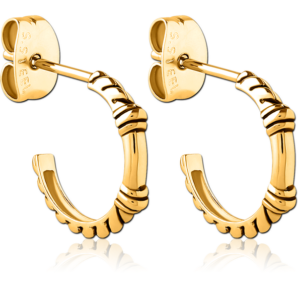 GOLD PVD COATED SURGICAL STEEL EAR STUDS PAIR