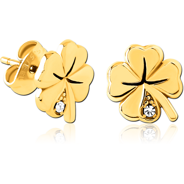 GOLD PVD COATED SURGICAL STEEL EAR STUDS PAIR