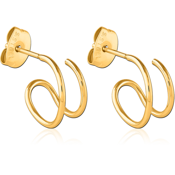 GOLD PVD COATED SURGICAL STEEL EAR STUDS PAIR