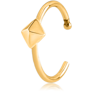 GOLD PVD COATED SURGICAL STEEL OPEN NOSE RING - PYRAMID