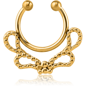 GOLD PVD COATED SURGICAL STEEL FAKE SEPTUM RING - ROPES