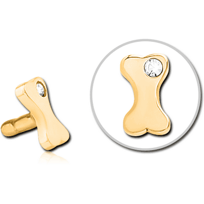 GOLD PVD COATED SURGICAL STEEL JEWELLED PUSH FIT ATTACHMENT FOR BIOFLEX INTERNAL LABRET - BONE