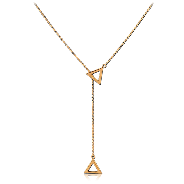 SURGICAL STEEL GOLD PVD COATED NECKLACE WITH PENDANT - TRIANGLES