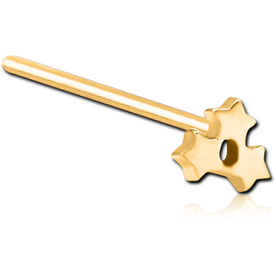 GOLD PVD COATED SURGICAL STEEL STRAIGHT NOSE STUD - STAR