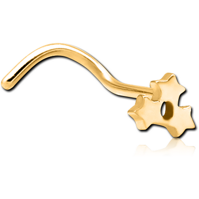 GOLD PVD COATED SURGICAL STEEL CURVED NOSE STUD - STAR