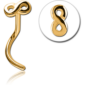 GOLD PVD COATED SURGICAL STEEL CURVED NOSE STUD - INFINITY