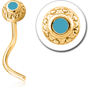 GOLD PVD COATED SURGICAL STEEL CURVED NOSE STUD - CIRCLE