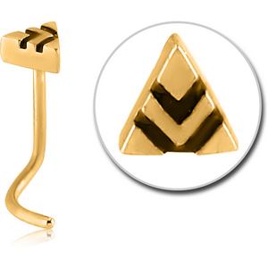 GOLD PVD COATED SURGICAL STEEL CURVED NOSE STUD - TRIANGLE