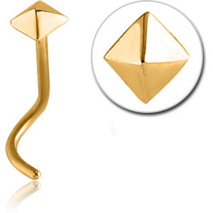 GOLD PVD COATED SURGICAL STEEL CURVED NOSE STUD - PYRAMID