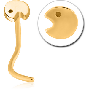 GOLD PVD COATED SURGICAL STEEL CURVED NOSE STUD - PACMAN