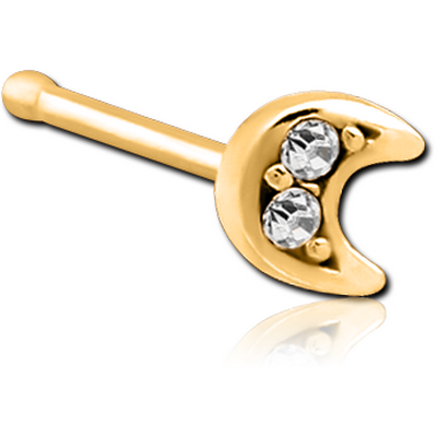 GOLD PVD COATED SURGICAL STEEL JEWELLED NOSE BONE