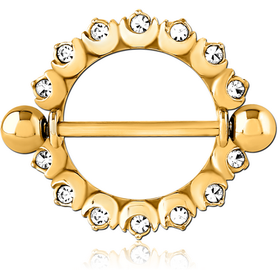 GOLD PVD COATED SURGICAL STEEL JEWELLED NIPPLE SHIELD