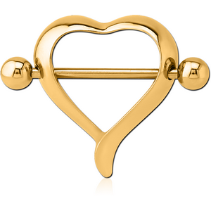 GOLD PVD COATED SURGICAL STEEL NIPPLE SHIELD - HEART