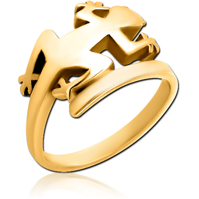 GOLD PVD COATED SURGICAL STEEL OPEN RING - SALAMANDER