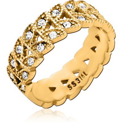 GOLD PVD COATED SURGICAL STEEL JEWELLED RING