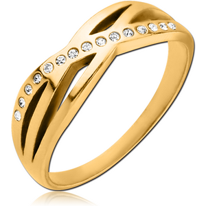 GOLD PVD COATED SURGICAL STEEL JEWELLED RING