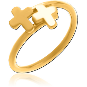 GOLD PVD COATED SURGICAL STEEL RING - CROSS