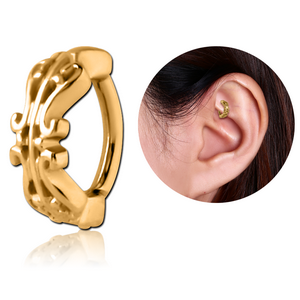 GOLD PVD COATED SURGICAL STEEL ROOK CLICKER - FILIGREE