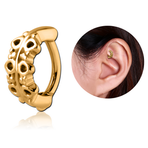 GOLD PVD COATED SURGICAL STEEL ROOK CLICKER - FILIGREE