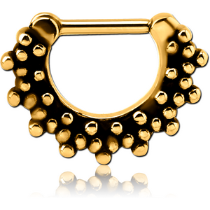 GOLD PVD COATED SURGICAL STEEL HINGED SEPTUM CLICKER