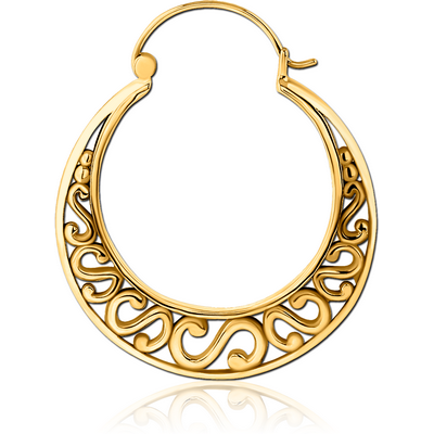 GOLD PVD COATED SURGICAL STEEL HOOP EARRING FOR TUNNEL