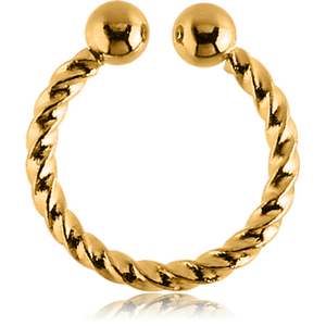 GOLD PVD COATED SURGICAL STEEL FAKE SEPTUM RING - ROPE