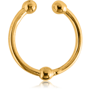 GOLD PVD COATED SURGICAL STEEL FAKE SEPTUM RING - MIDDLE BALL