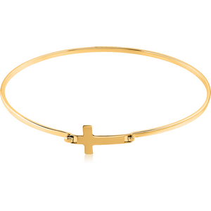 STERLING SILVER 925 GOLD PVD COATED BANGLE - CROSS