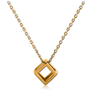 STERLING SILVER 925 GOLD PVD COATED NECKLACE WITH PENDANT - 3D BOX